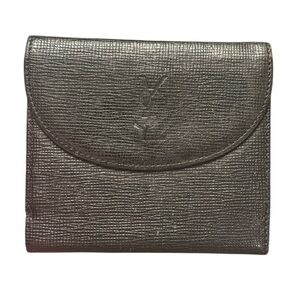 Yves Saint Laurent Vintage Black Leather Snap Wallet Vintage Embossed YSL 80’s